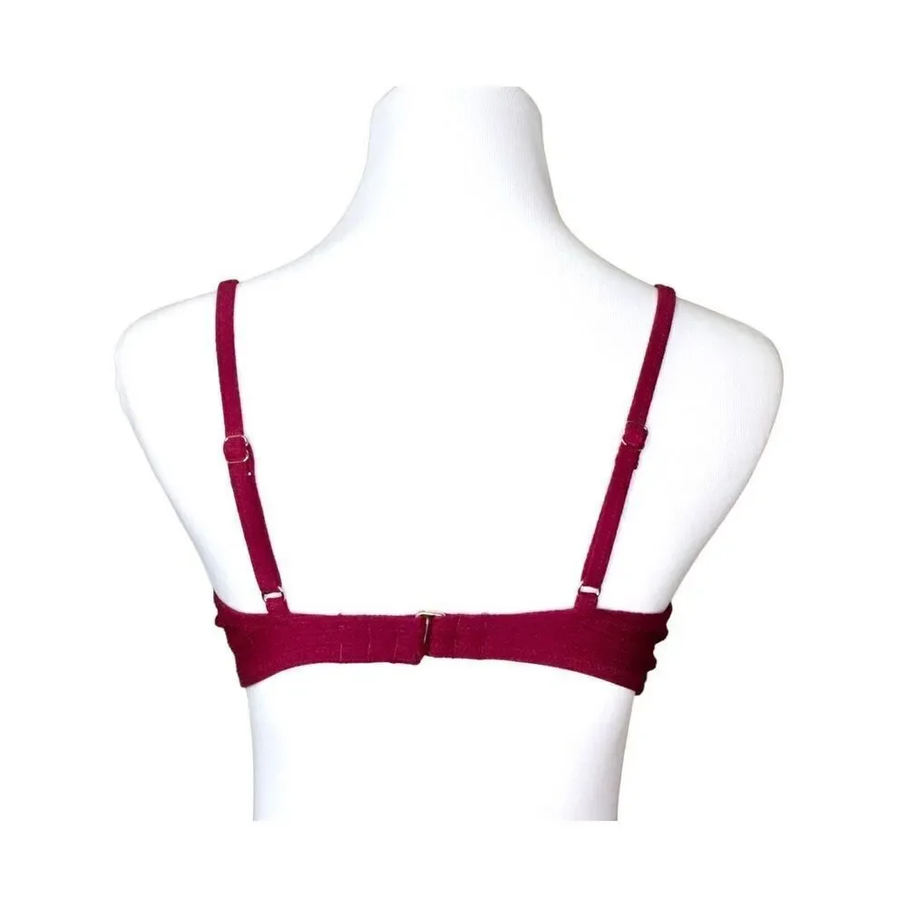 Shade & Shore F311408 Burgundy Push Up Padded Bikini Bra Swim Top 34B Poolcore‎